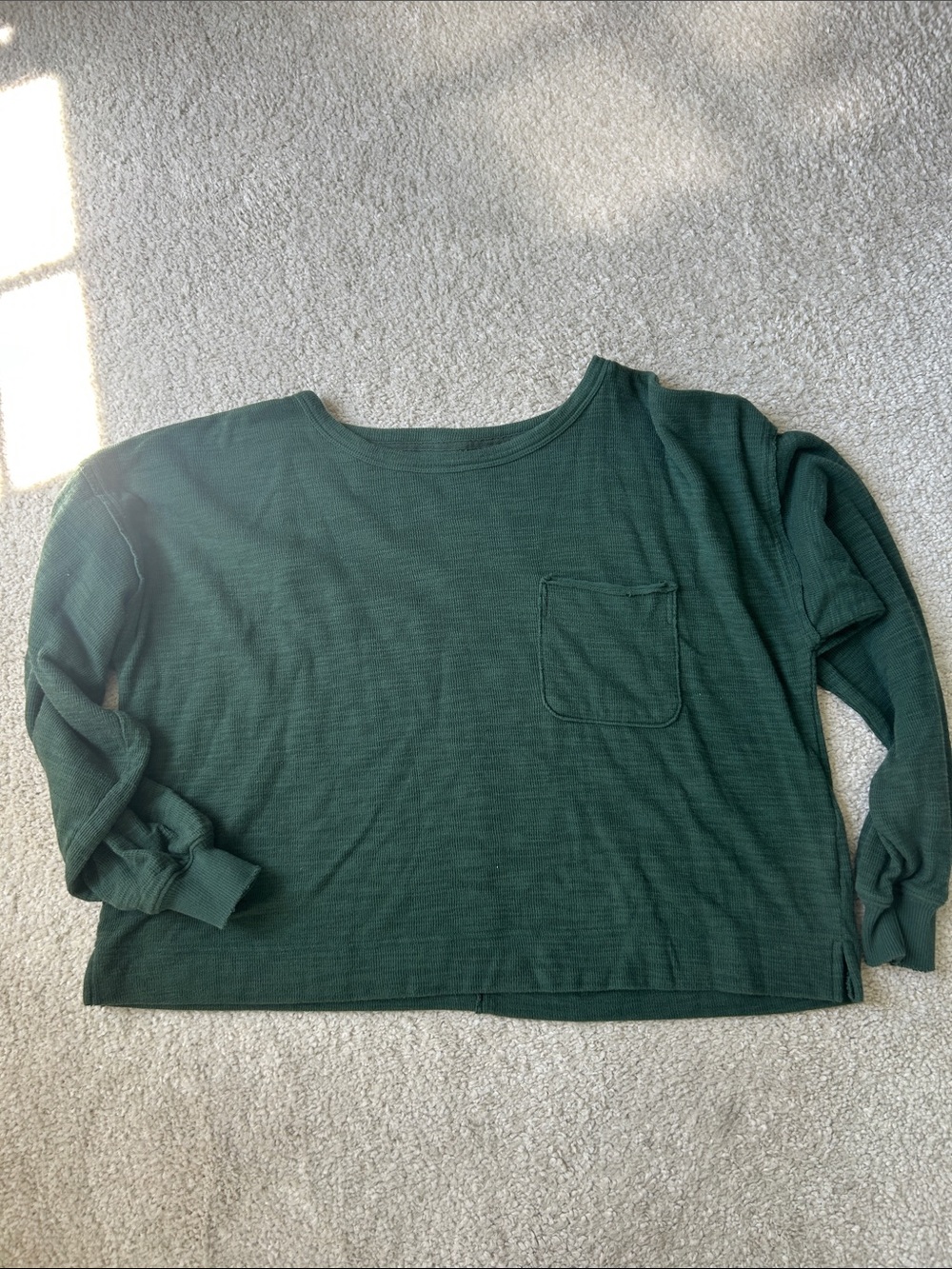 Aerie Forest Green Long Sleeve Pocket Top